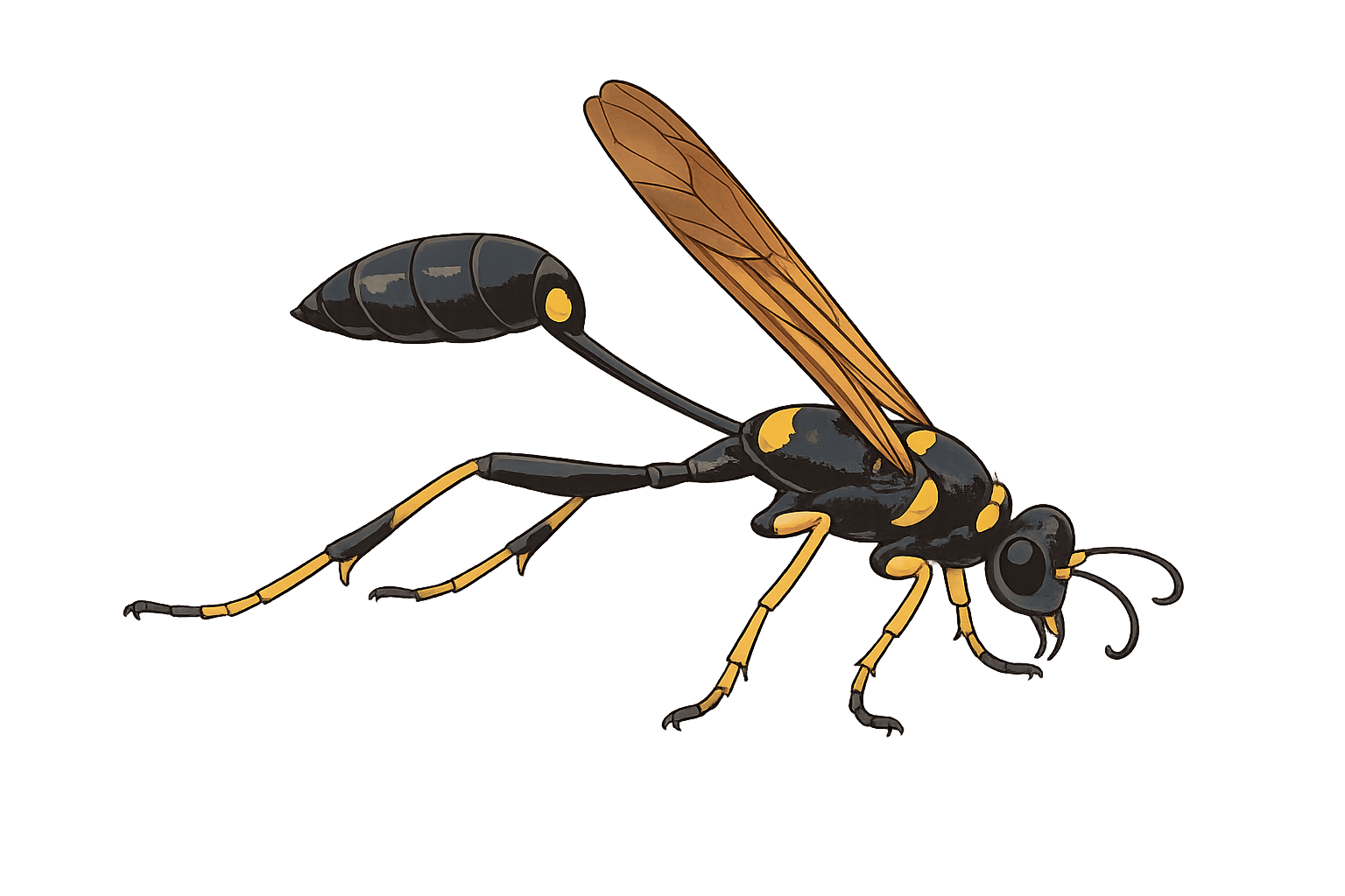 Illustration of a mud dauber